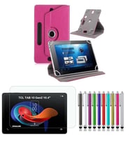 TCL TAB 10 Gen2  10.4" Uyumlu Standlı Tablet Kılıfı + Kırılmaz Ekran Koruyucu+ Dokunmatik Kalem (Pembe)