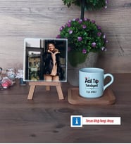 Acil Tıp Teknisyeni Fotoğraflı Dekoratif Taş, Ahşap Altlıklı Türk Kahvesi Fincanı Hediye (Model 1)
