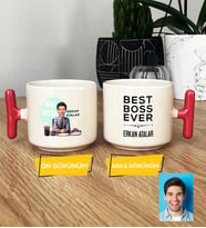 Kişiye Özel Karikatürlü Patron Hediye T Kupa Bardak Big Boss Patrona Doğum Günü Hediyesi (Pembe)