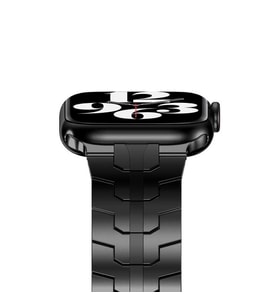 Apple Watch 44mm Kordon V-for Dizayn Metal Kordon (Siyah)