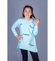 Toontoy Kız Çocuk Jadore Baskılı Tişört (Mint Yeşili)