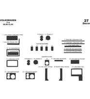 Meriç® VW Transporter T4 Ön Torpido Kaplama Maun 27 Parça 1990-1995 (Karbon)