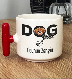 Kişiye Özel Dog Dad Hediye T Kupa Bardak Köpek Babası (Kırmızı)