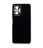 Xiaomi Redmi Note 10 Pro Kılıf Kenarları Gold Kamera Korumalı Renkli Pastel Silikon Mor BARK (Siyah)