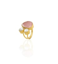 Kadir Jewellery 22 Ayar Altın Kaplama Kadın Zirkon Taşlı Yüzük-El İşçiliği Ve Özel Tasarım (Pembe)