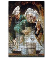 Cakapuzzle Usta Aşçı Yardımcıları İş Başında Yağlıboya Puzzle Yapboz MDF(Ahşap) (500 Parça)