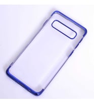 Galaxy S10E Kılıf İnce Köşeleri Renkli Şeffaf Silikon (Mavi)