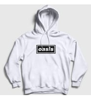 Presmono Unisex Beyaz Logo Oasis Kapüşonlu Sweatshirt 100300tt (Beyaz)