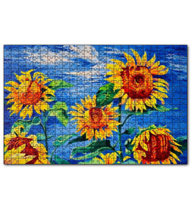 Cakapuzzle Boyama Sanatı Günebakan Görseli  Puzzle Yapboz MDF (Ahşap) (500 Parça)