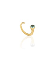 Kadir Jewellery 22 Ayar Altın Kaplama Zirkon Taşlı Ayarlanabilir Kadın Minimal Yüzük (Açık Mavi)