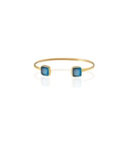 Kadir Jewellery 22 Ayar Altın Kaplama El İşçiliği Zirkon Taşlı Kadın Charm Bileklik (Koyu Mavi)