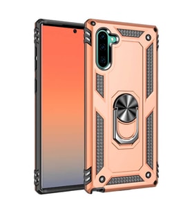 Samsung Galaxy Note 10 Uyumlu Kılıf Standlı Manyetik Yüzüklü Military Magnetic Ring Polycarbonate and TPU Case (Gold)