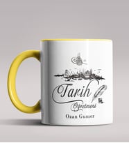 Kişiye Özel Tarih Öğretmeni Tasarımlı Siyah Renk Kupa Bardak 5 (Sarı)