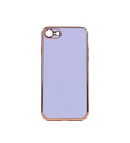 Apple iPhone SE 2022 Kılıf Kenarları Gold Kamera Korumalı Renkli Pastel Silikon Siyah BARK (Mor)