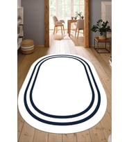 Dijital Baskılı Kaymaz Taban Yıkanabilir Oval Salon Halısı Mutfak Halısı Yolluk NDO-HT-433 (Lacivert)