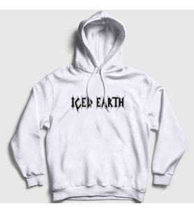 Presmono Unisex Beyaz Logo Iced Earth Kapüşonlu Sweatshirt 150529tt (Beyaz)