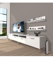 Decoraktiv Eko 200R Mdf Krom Ayaklı Tv Ünitesi Tv Sehpası (Beyaz)
