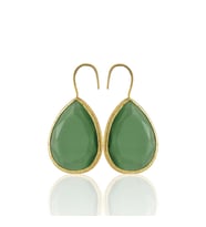 Kadir Jewellery 22 Ayar Altın Kaplama Damla Taşlı Küpe -El İşçiliği Ve Hipoalerjenik Küpe (Yeşil)