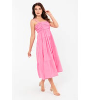 Askılı Pamuklu Poplin Yazlık Midi Elbise 2106 (Pembe)