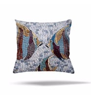 Çiçek Mozaik Kilim Etnik Desen Gizli Fermuarlı Yastık Kılıfı Kırlent Kılıfı Koltuk Yastık Kılıfı  (Gri - Ekru)