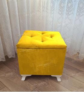 Lüks Sandıklı Tabure Puf 45 x 45 cm (Sarı)