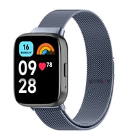 Sneezy Redmi Watch 3 Active İle Uyumlu Metal Hasır Kordon Woven Wire Metal Tasarım Kordon (Koyu Gri)