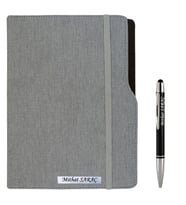 İSME ÖZEL TARİHSİZ L MODEL DEFTER - AJANDA   İSME ÖZEL KALEM HEDİYELİ (Gri)