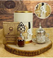 TEK KİSİLİK SARMASİK GOLD FİNCAN & Gold SEKERLİK HEDİYE SUNUMLAR (Gümüş)
