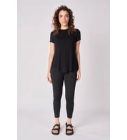 Kadın Oversize Bisiklet Yaka Kısa Kollu Tişört Haki (Siyah)