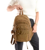 Kadın Sırt Çantası Çok Cepli 30*25 Cm Hafif Klinkır Kumaş Spor Seyahat Çantası Su İtici Kumaş (Taba)