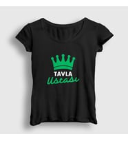 Presmono Kadın Beyaz Backgammon Master Tavla Ustası Oyun V2 T-Shirt 417338tt (Siyah)