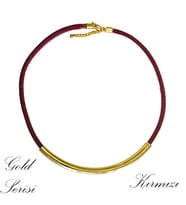 Handcraftedbyoz, Kadın, Gold Kordon Kolyeler (Bordo)