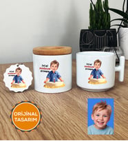 Kişiye Özel Karikatürlü Erkek Çocuğa Hediye Hediye Seti T Kupa, Kalemlik, Anahtarlık Erkek Çocuk Hediyeleri (Beyaz)
