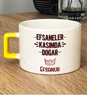 Kişiye Özel Efsaneler Kasımda Doğar Hediye Lüks Fincan Doğum Günü Hediyesi (Sarı)