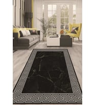 Dijital Kaymaz Taban Yıkanabilir Modern Renkli Salon Halısı Mutfak Halısı Yolluk ND-HT-161 (Siyah)