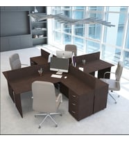 Vena Nil L Workstation Dörtlü Çalışma Masa 318cm x 296cm x 115h   Çalışma Masa Grubu İstasyonu (Venge)
