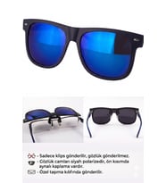 Bigotti Klips Polarize Erkek Güneş Gözlük Klipsi bm1099 (Lacivert Aynalı)