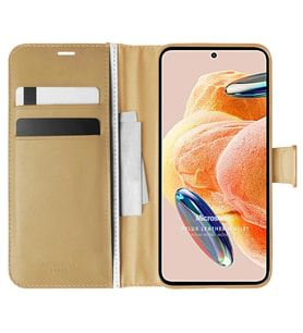 Microsonic Xiaomi Redmi Note 12 Pro 4G Kılıf Delux Leather Wallet Siyah (Altın)