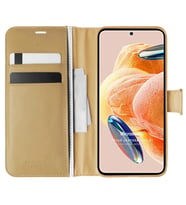 Microsonic Xiaomi Redmi Note 12 Pro 4G Kılıf Delux Leather Wallet Siyah (Altın)