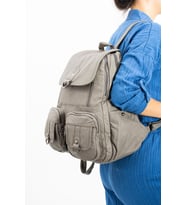 Y.S.Deri Kadın Sırt Çantası Çok Cepli Günlük Kullanıma Uygun 35*25 Cm Vegan Deri Yıkama Suni Deri (Gri)