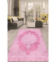 Dijital Kaymaz Taban Yıkanabilir Modern Renkli Salon Halısı Mutfak Halısı Yolluk ND-HT-1460 (Pembe)