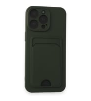 IPHONE 14 PRO MAX UYUMLU KELVİN KARTVİZİTLİ SİLİKON KILIF (Haki)
