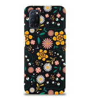 Oppo A92 Uyumlu Lansman Kılıf Çiçek Tasarımlı İçi Kadife Kapak (Siyah)