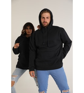 Sevgili Kombini Çift Ovarsize Kapşonlu Üç Iplik Sweatshirt (Siyah)