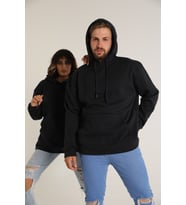Sevgili Kombini Çift Ovarsize Kapşonlu Üç Iplik Sweatshirt (Siyah)