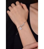Papatya Silver 925 Ayar Gümüş Dallı Sedef Manolya Çiçeği Bileklik (Rodyum)
