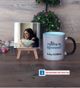 Matematik Öğretmeni Fotoğraflı Dekoratif Taş, Kupa Bardak Beyaz Hediye Matematik Öğretmenine Hediye (Model 9)