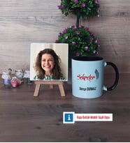 Sekretere Hediye Fotoğraflı Dekoratif Taş, Kupa Bardak Beyaz Hediye (Model 11)