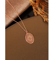 925 Ayar Gümüş Nazar Duası Oval Biçimli Kolye (Rose)