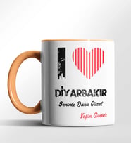 Kişiye Özel Diyarbakır Seninle Daha Güzel Tema Siyah Renk Kupa (Turuncu)
